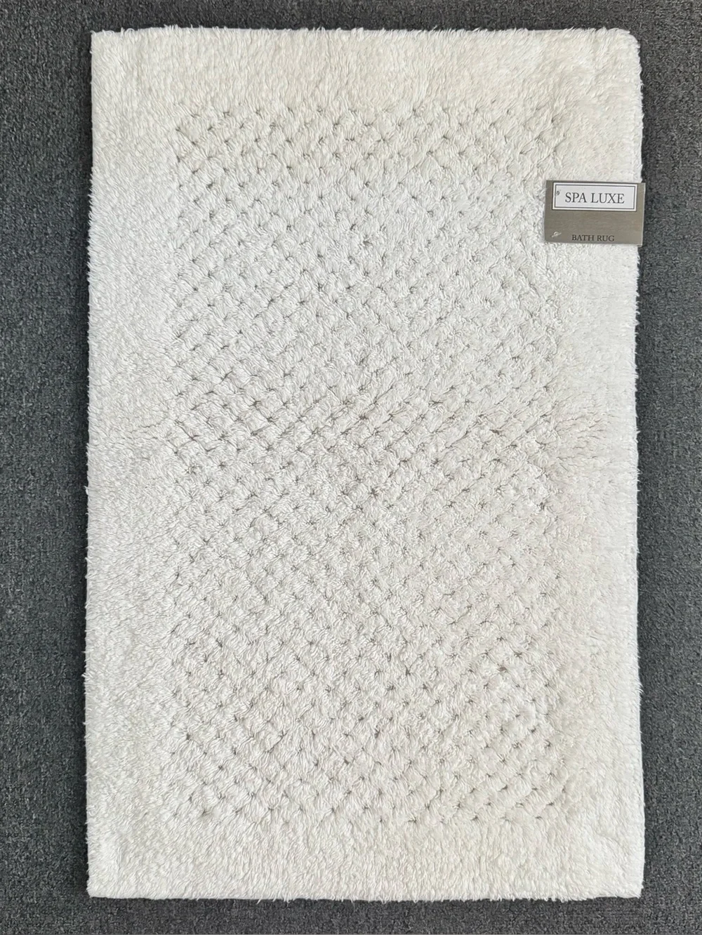Spa Luxe Cotton Waffle Bath Rug Non-Skid Ivory 18 x 28 NWT